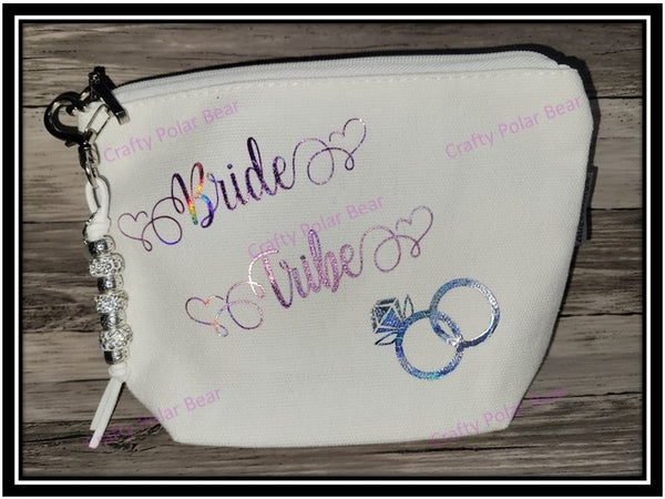 Bridal Party Makeup Bag with Zipper Charm
