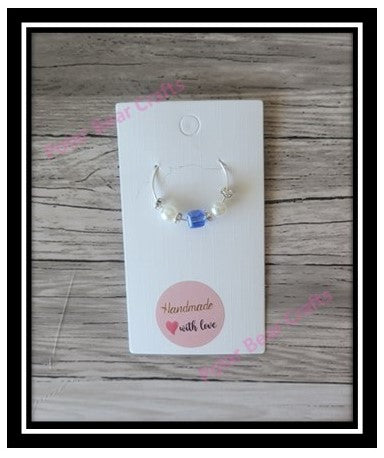 Wine Glass Charm Ring Cubed Crystal AB Stone Glass