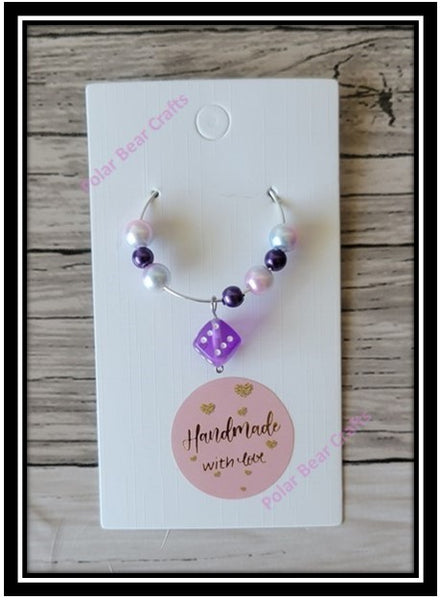 Wine Glass Charm Ring Dice Design