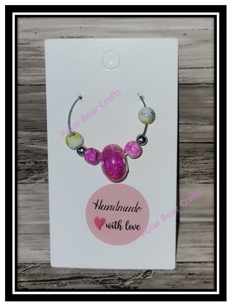 Wine Glass Charm Ring European Glass Rhinestone Bead