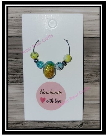 Wine Glass Charm Ring European Glass Rhinestone Bead