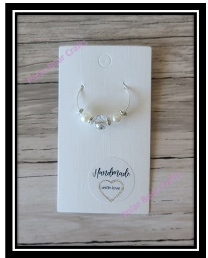 Wine Glass Charm Ring Round Crystal AB Stone Glass