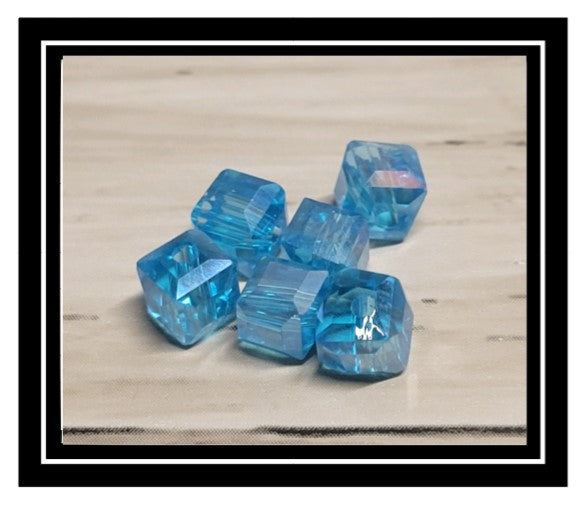 Wine Glass Charm Ring Cubed Crystal AB Stone Glass