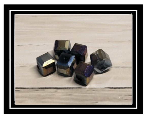 Wine Glass Charm Ring Cubed Crystal AB Stone Glass
