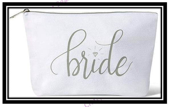 Bridal Party Makeup Bag with Zipper Charm