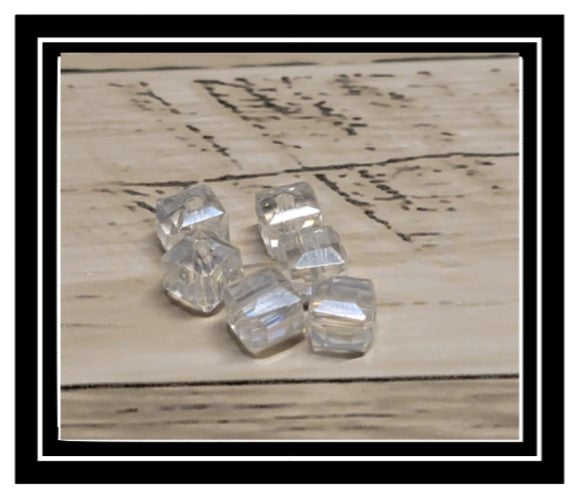 Wine Glass Charm Ring Cubed Crystal AB Stone Glass