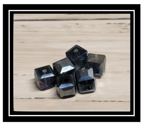 Wine Glass Charm Ring Cubed Crystal AB Stone Glass