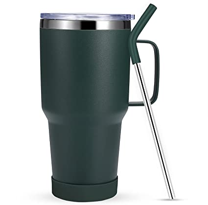 Stainless Steel 30oz Tumbler with Handle & Straw