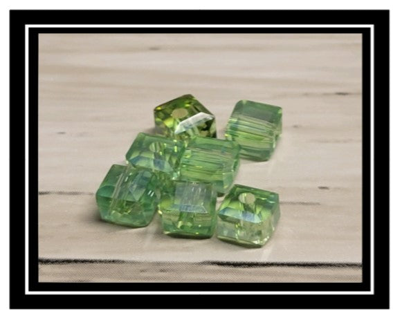 Wine Glass Charm Ring Cubed Crystal AB Stone Glass