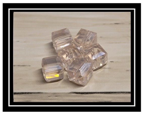 Wine Glass Charm Ring Cubed Crystal AB Stone Glass
