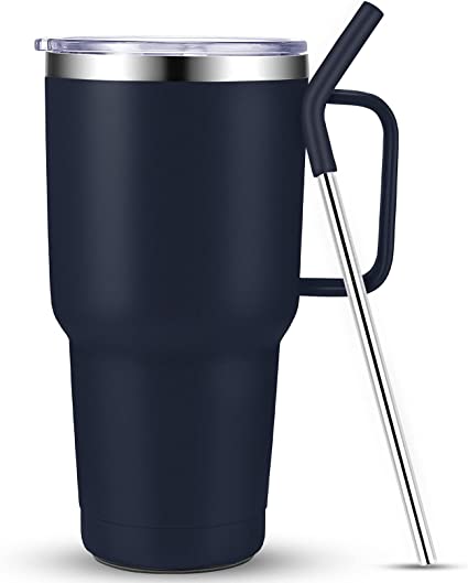 Stainless Steel 30oz Tumbler with Handle & Straw