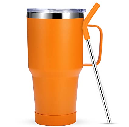 Stainless Steel 30oz Tumbler with Handle & Straw