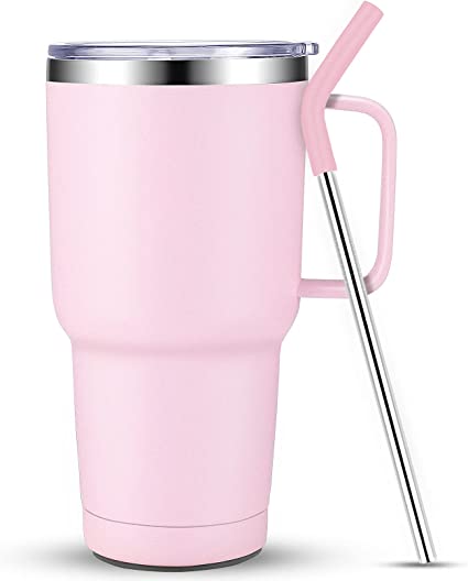 Stainless Steel 30oz Tumbler with Handle & Straw
