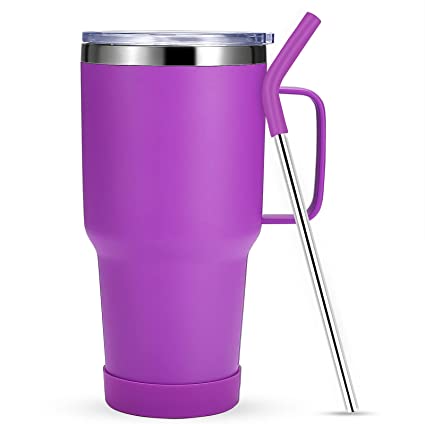Stainless Steel 30oz Tumbler with Handle & Straw
