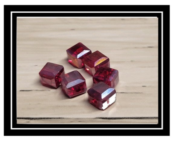 Wine Glass Charm Ring Cubed Crystal AB Stone Glass