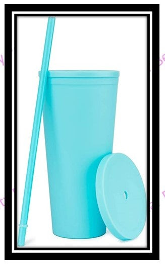 Tumbler Double Wall 22oz cup with Straw
