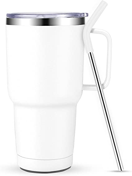 Stainless Steel 30oz Tumbler with Handle & Straw