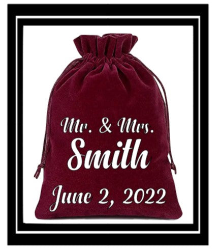 Bridal Party Velvet Drawstring Pouch with Cinch Top