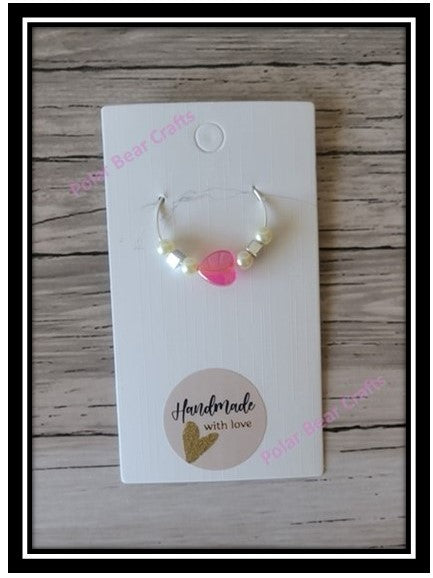 Wine Glass Charm Ring Acrylic Heart Shaped