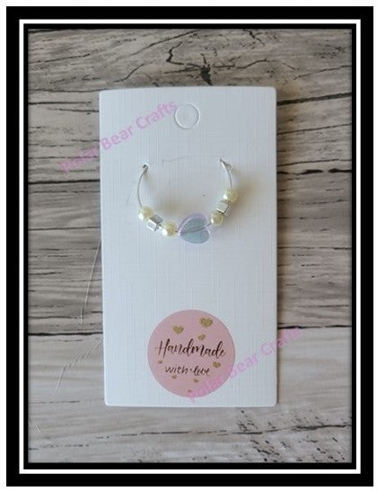 Wine Glass Charm Ring Acrylic Heart Shaped