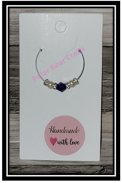 Wine Glass Charm Ring Bicone Crystal AB Stone Glass