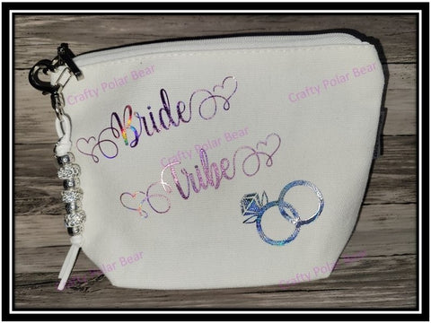 Bridal Party Makeup Bag with Zipper Charm