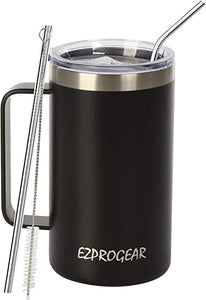 Stainless Steel 24oz Cup with Handle & Straw