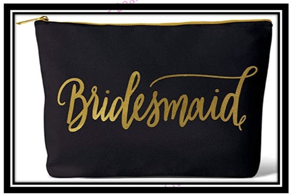 Bridal Party Makeup Bag with Zipper Charm