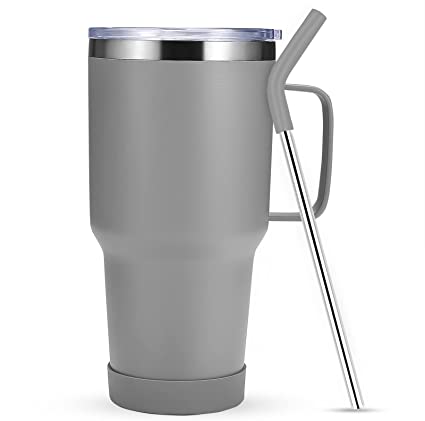 Stainless Steel 30oz Tumbler with Handle & Straw