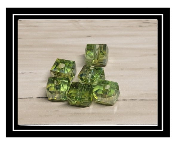 Wine Glass Charm Ring Cubed Crystal AB Stone Glass